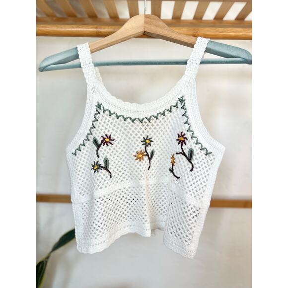 Rebellion Crochet Cropped Tank Top - Picture 1 of 5